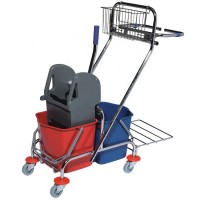 ESD 34L Hotel Plastic Double Bucket Mop Cart Wringer Trolley