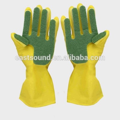 new latex gloves with scouring pad